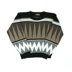 Vintage 80s Atlas Sweater Zig Zag Biggie Hip Hop